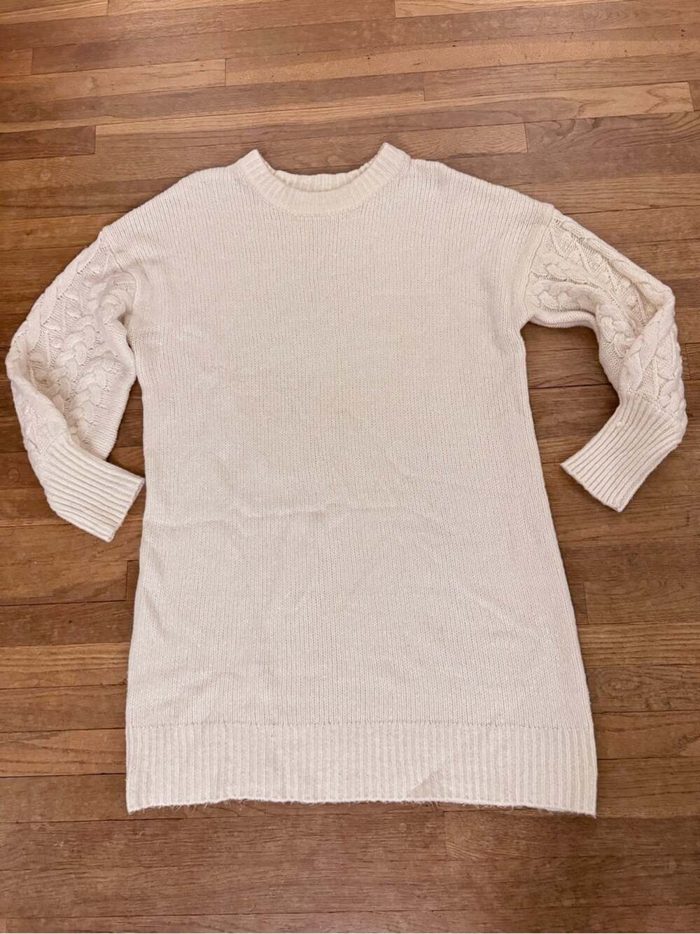 A New Day Women's Cream Mini Cable Sleeve Sweater Dress - Size XXL
 b78